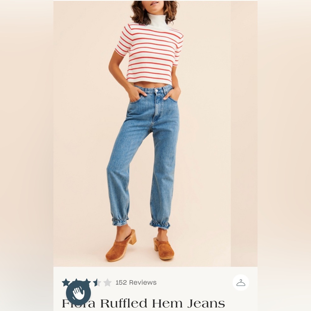 Flora Ruffled Hem Blue Denim Jeans NWOT size28